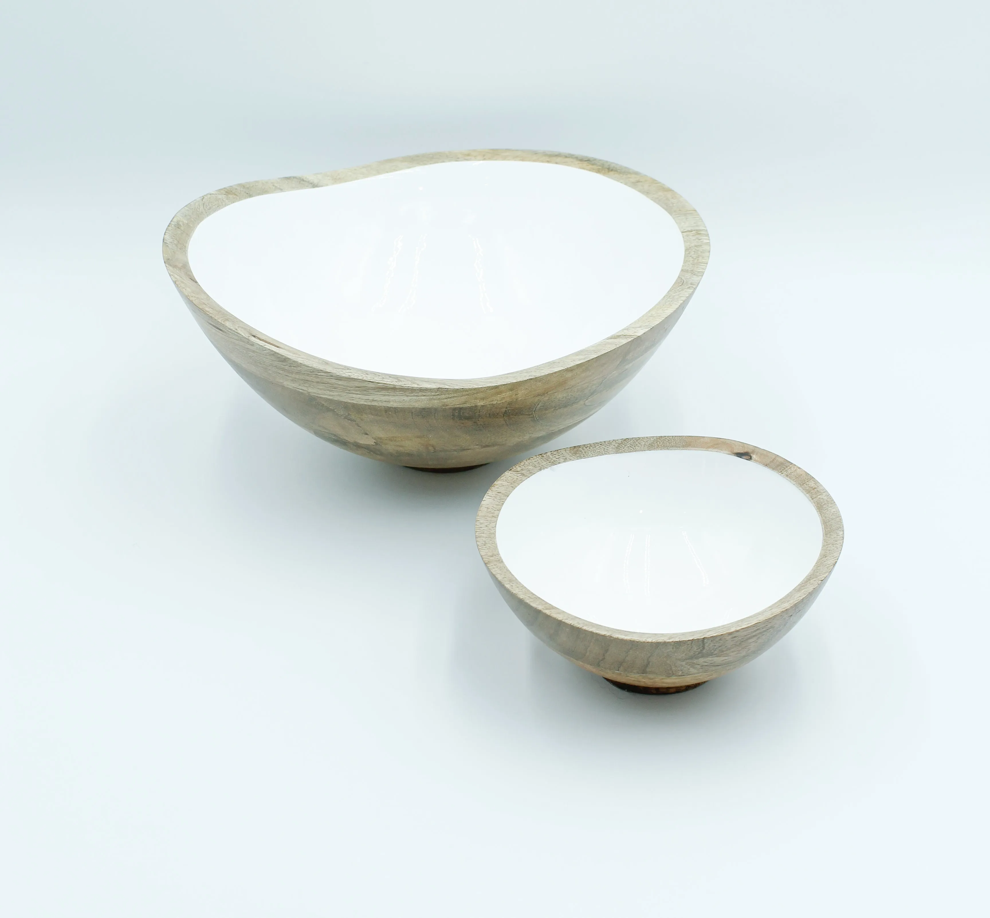 Mango Wood & Enamel Bowl