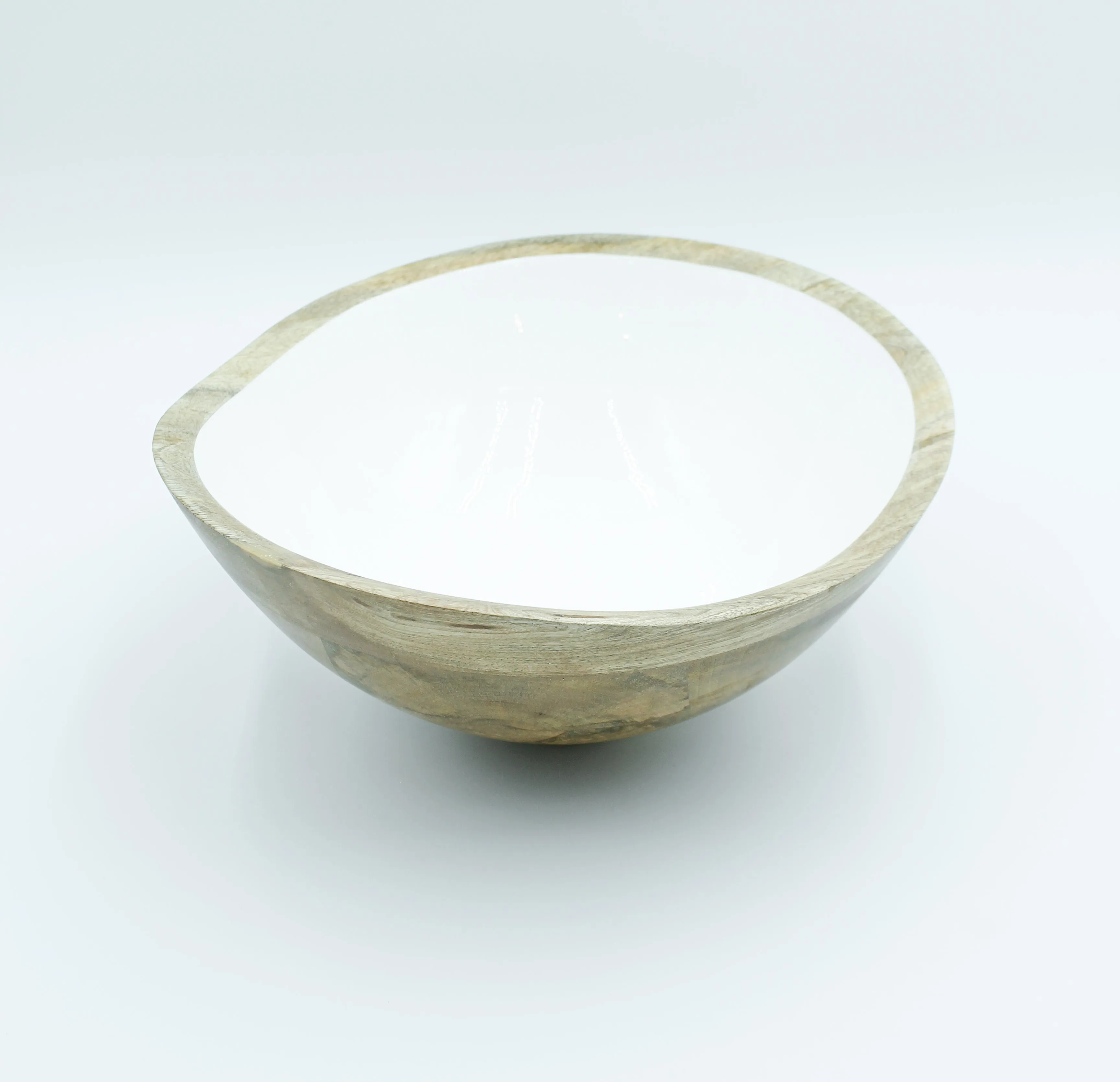 Mango Wood & Enamel Bowl