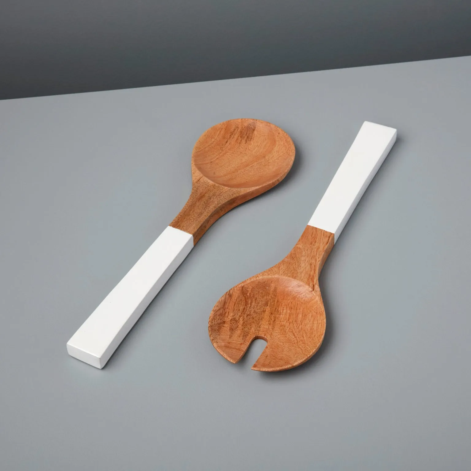 Mango Wood & White Enamel Serving Set