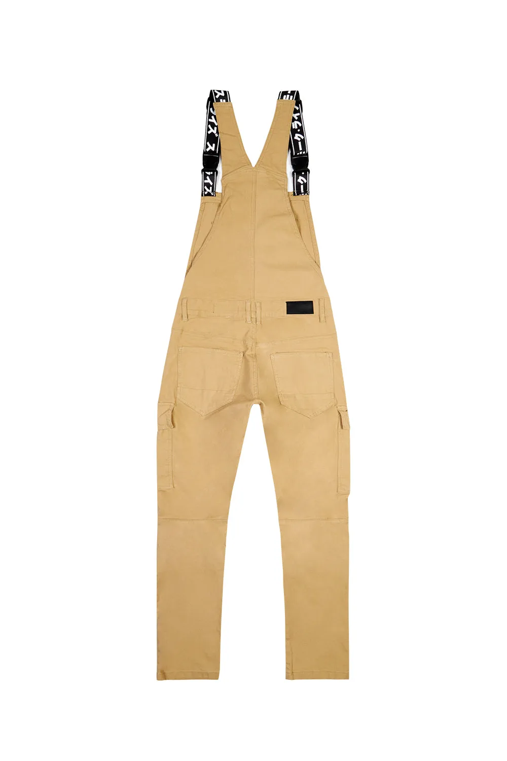 Mens Multi Cargo Fashion Twill Overalls - Khaki