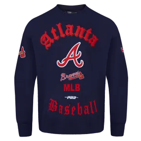 MLB ATLANTA BRAVES OLD ENGLISH MEN'S CREWNECK (MIDNIGHT NAVY)