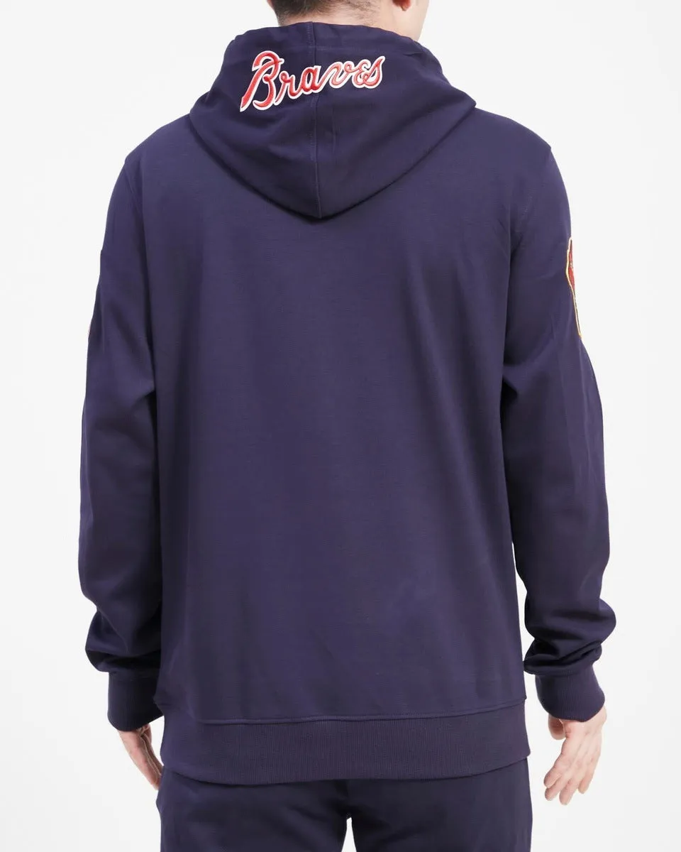 MLB ATLANTA BRAVES OLD ENGLISH MEN'S PO HOODIE (MIDNIGHT NAVY)