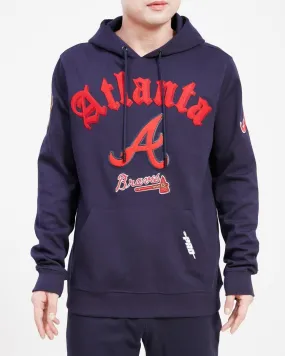 MLB ATLANTA BRAVES OLD ENGLISH MEN'S PO HOODIE (MIDNIGHT NAVY)