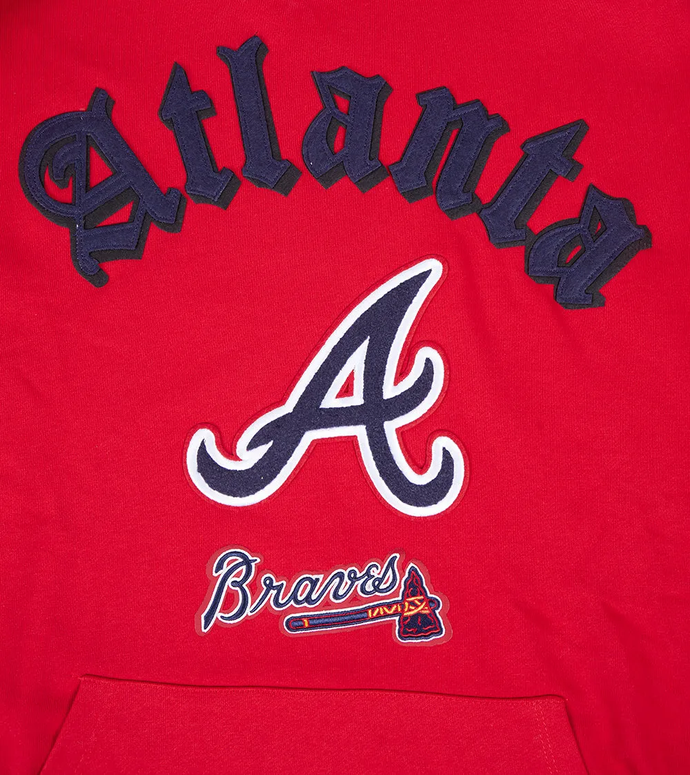 MLB ATLANTA BRAVES OLD ENGLISH MEN'S PO HOODIE (RED)