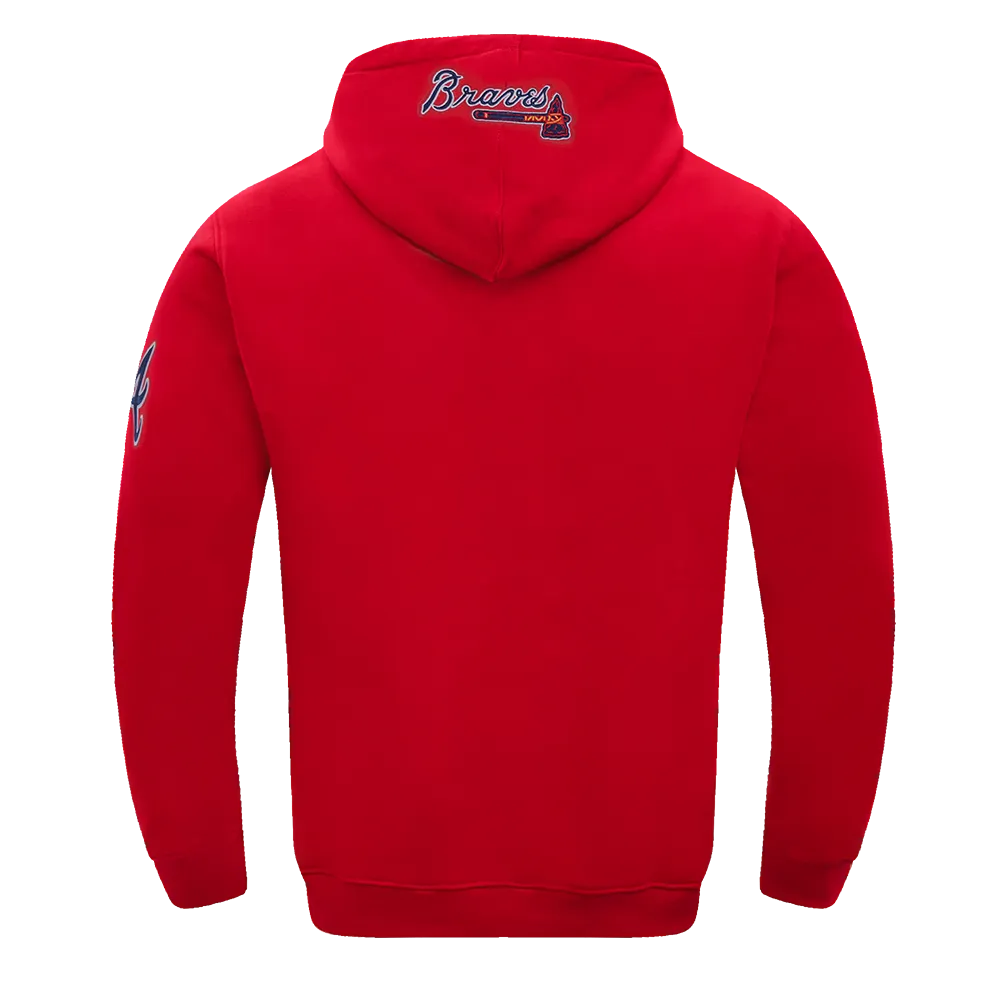 MLB ATLANTA BRAVES OLD ENGLISH MEN'S PO HOODIE (RED)