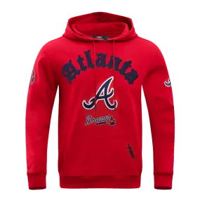 MLB ATLANTA BRAVES OLD ENGLISH MEN'S PO HOODIE (RED)