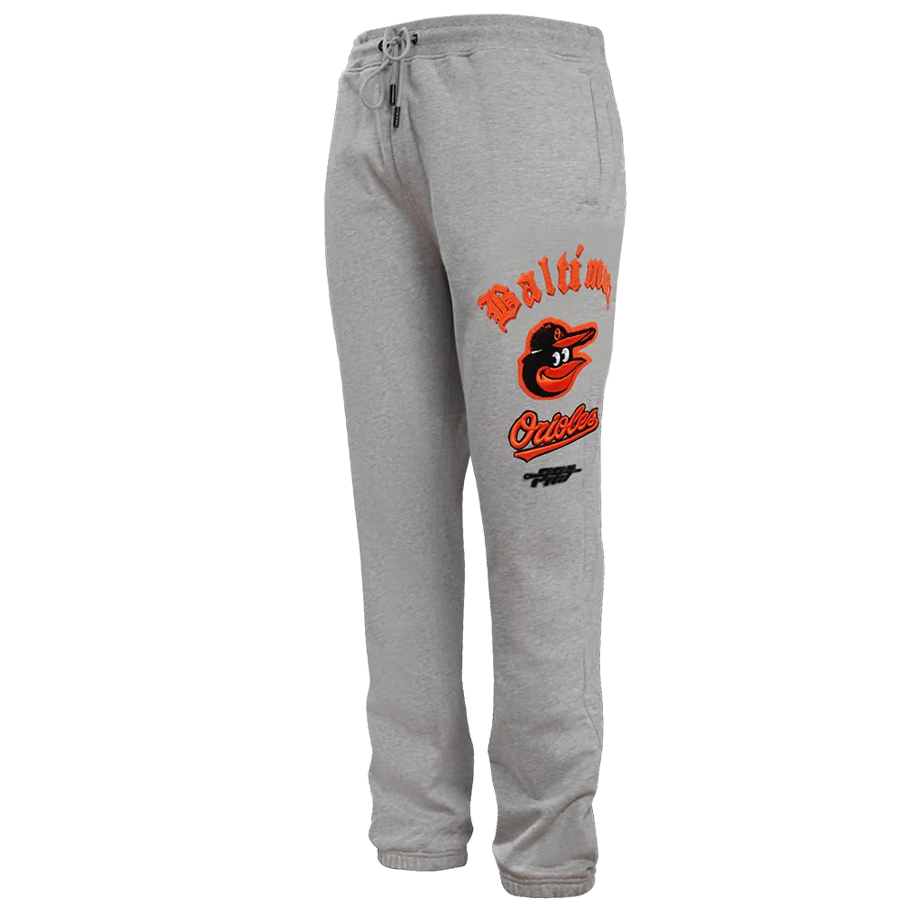 MLB BALTIMORE ORIOLES OLD ENGLISH MEN'S SWEATPANT (HEATHER GREY)