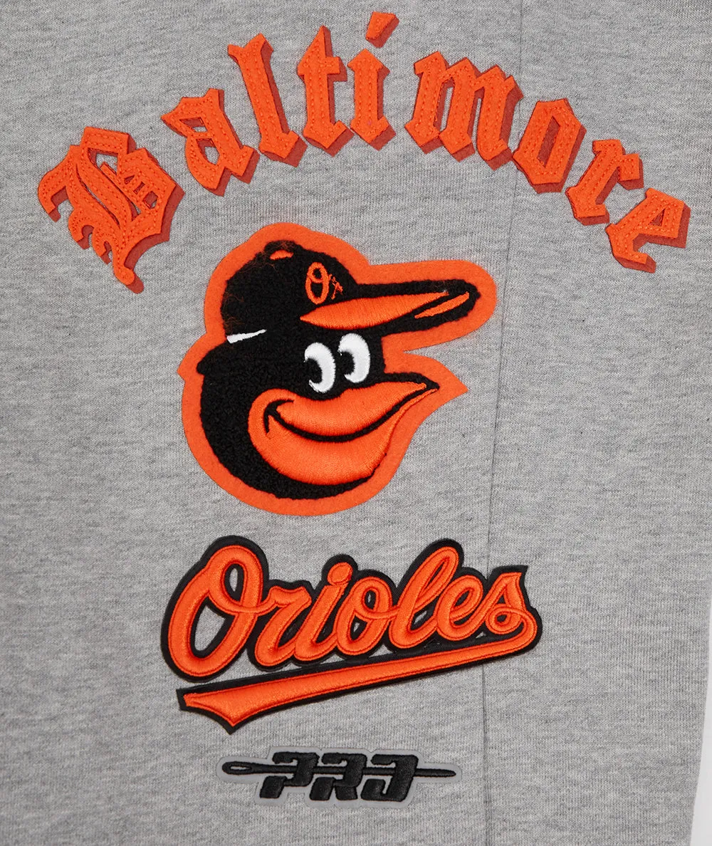 MLB BALTIMORE ORIOLES OLD ENGLISH MEN'S SWEATPANT (HEATHER GREY)