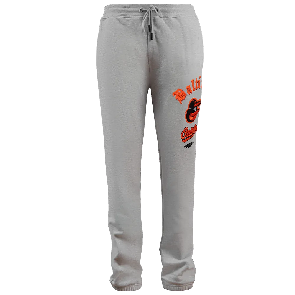 MLB BALTIMORE ORIOLES OLD ENGLISH MEN'S SWEATPANT (HEATHER GREY)