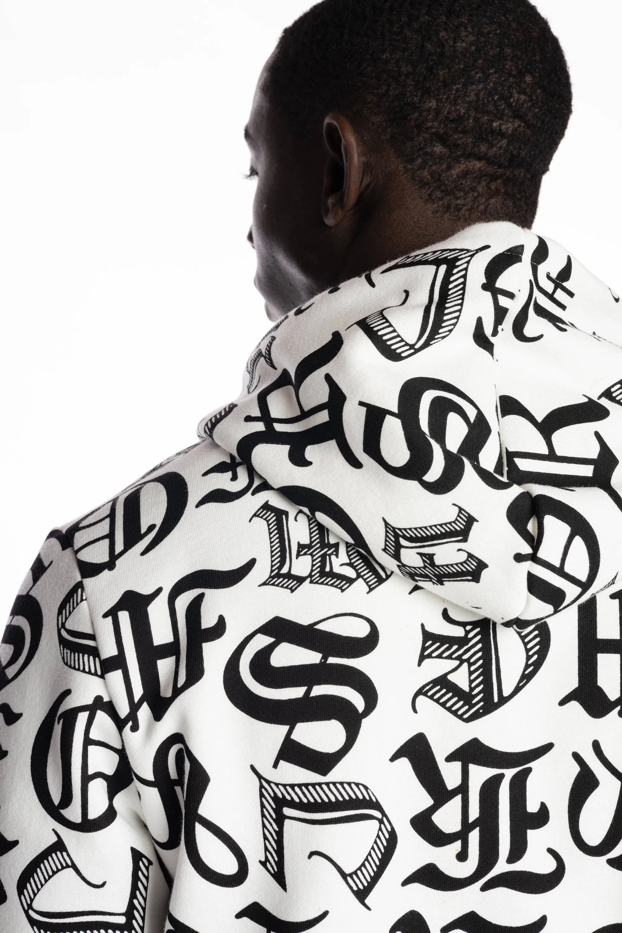 Monogram Fashion Hoodie - White/Black