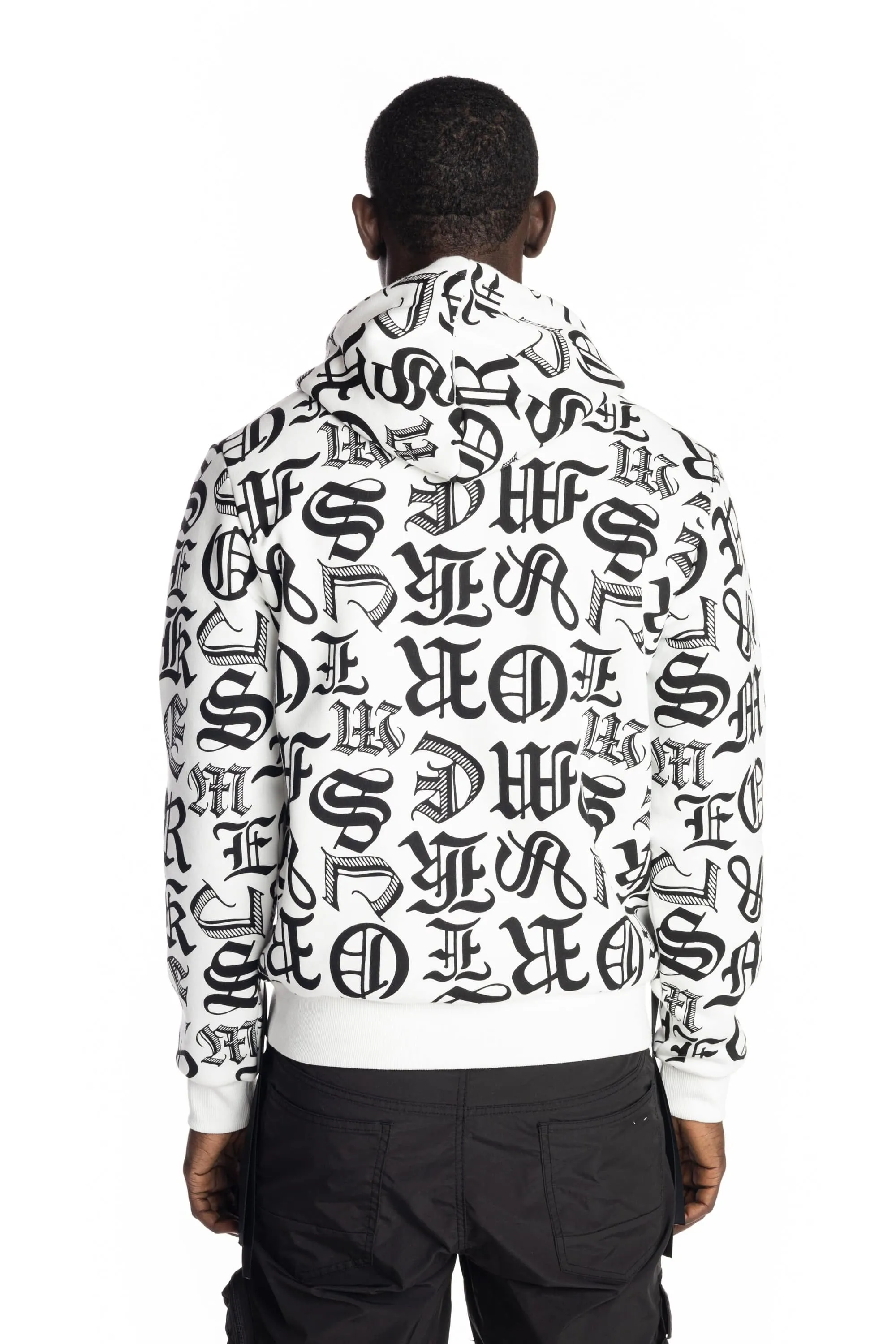 Monogram Fashion Hoodie - White/Black