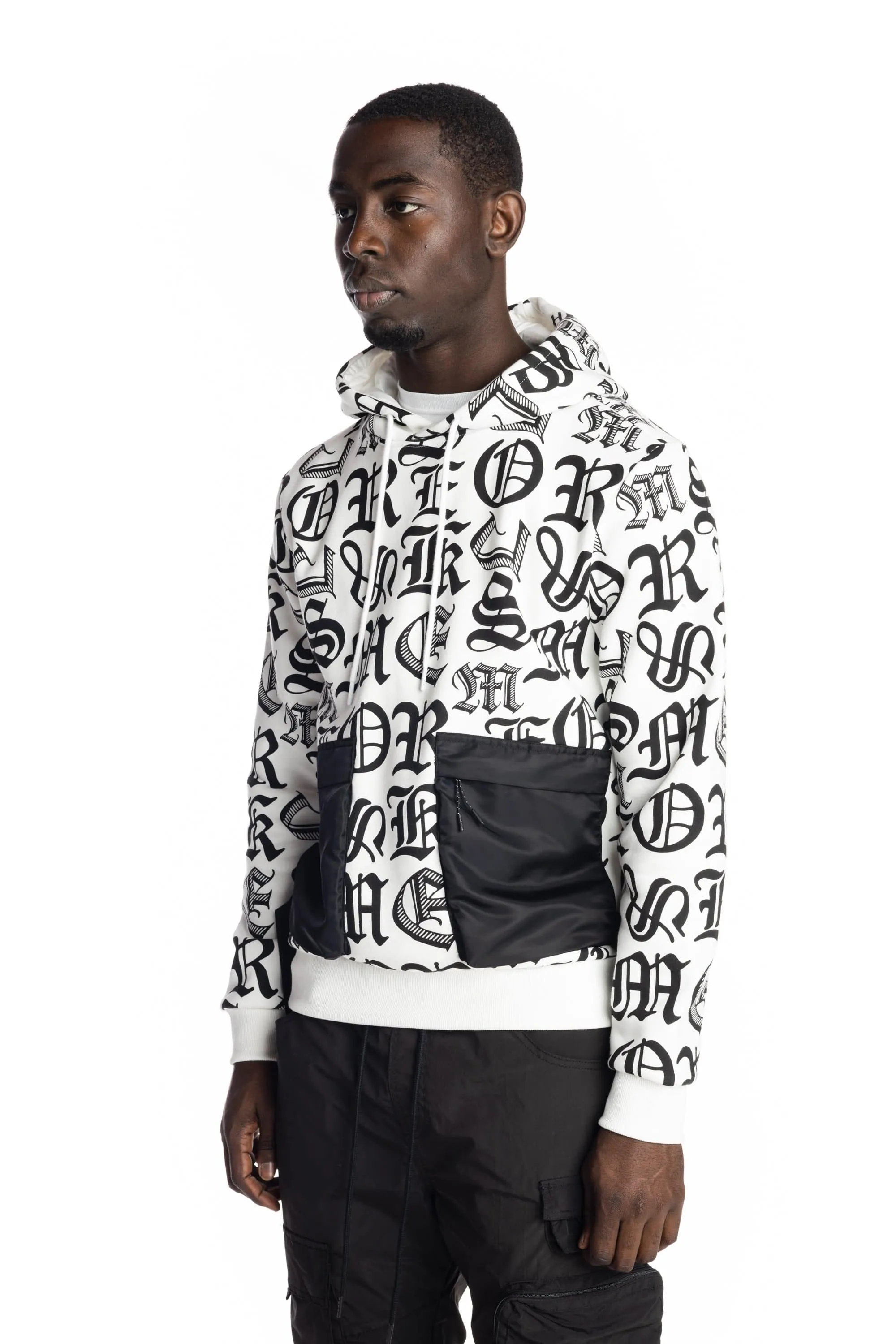 Monogram Fashion Hoodie - White/Black