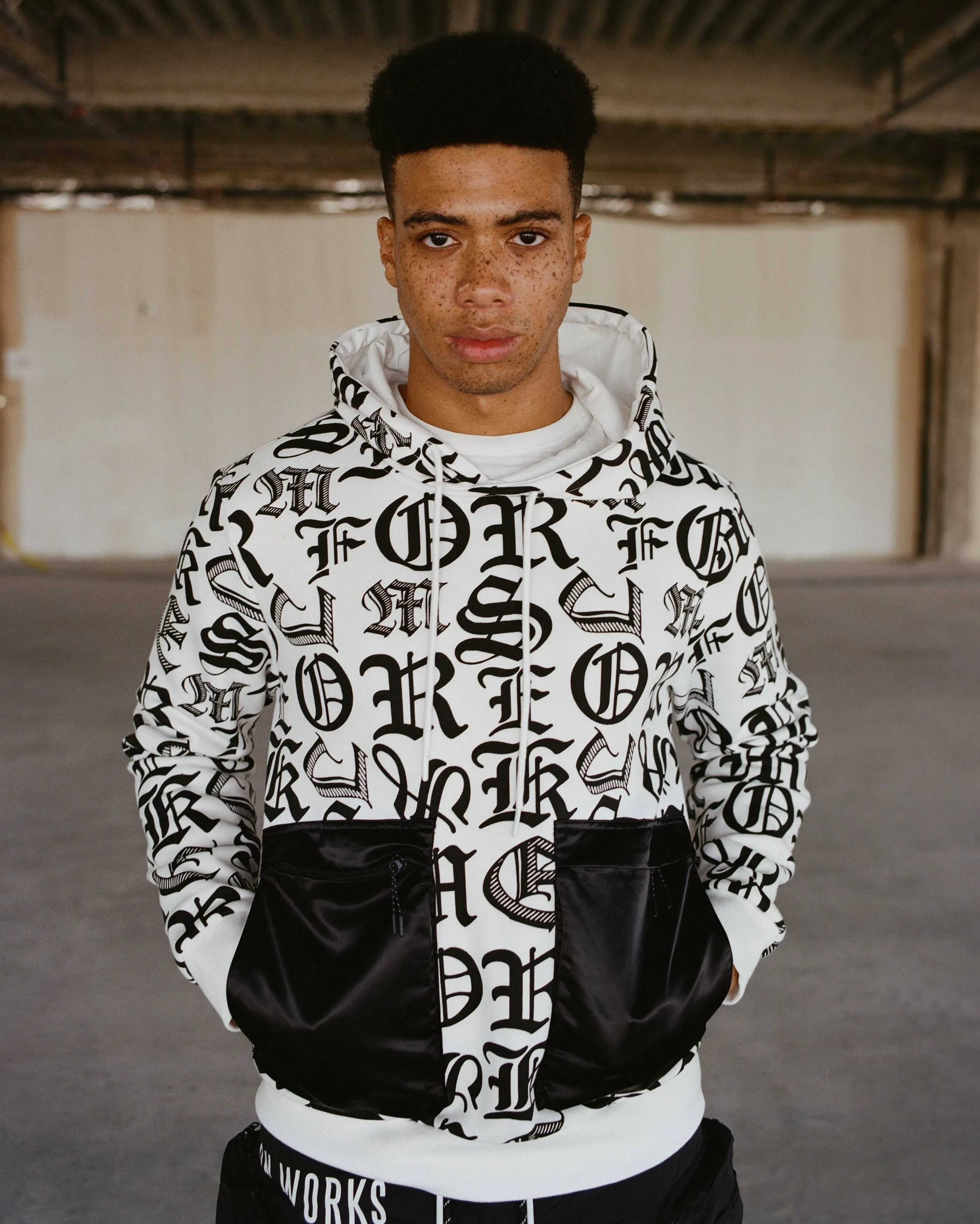 Monogram Fashion Hoodie - White/Black