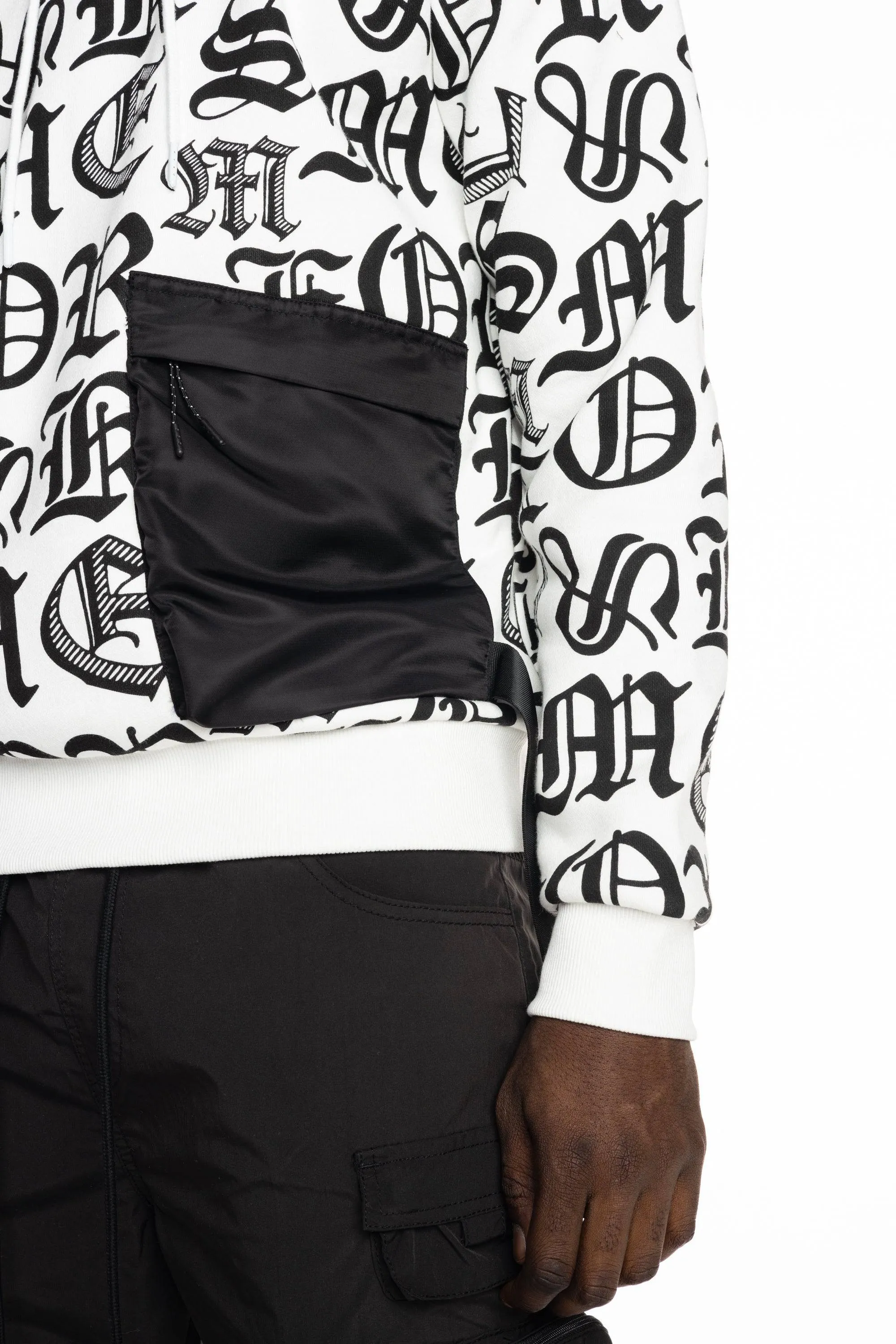 Monogram Fashion Hoodie - White/Black