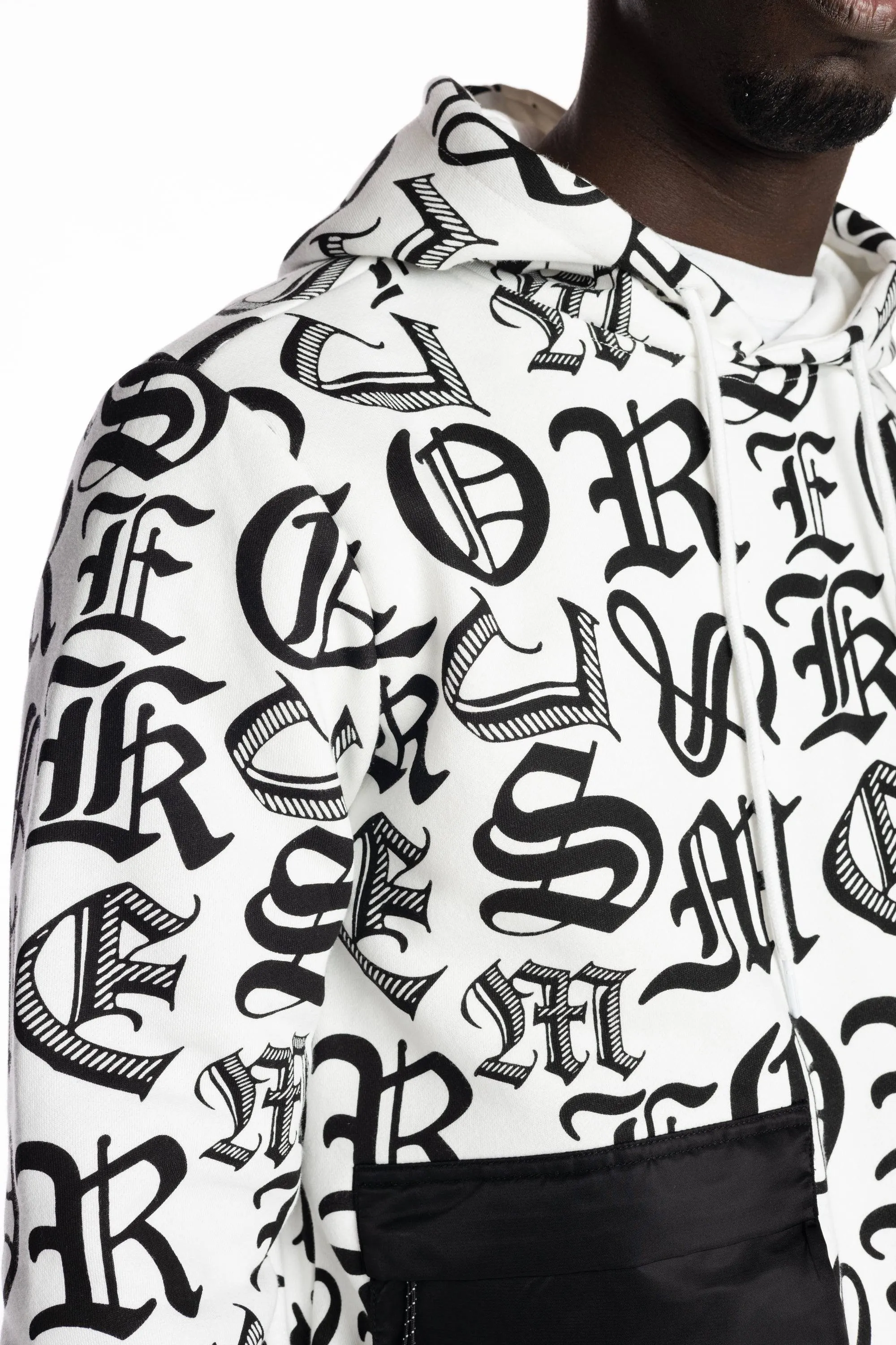 Monogram Fashion Hoodie - White/Black