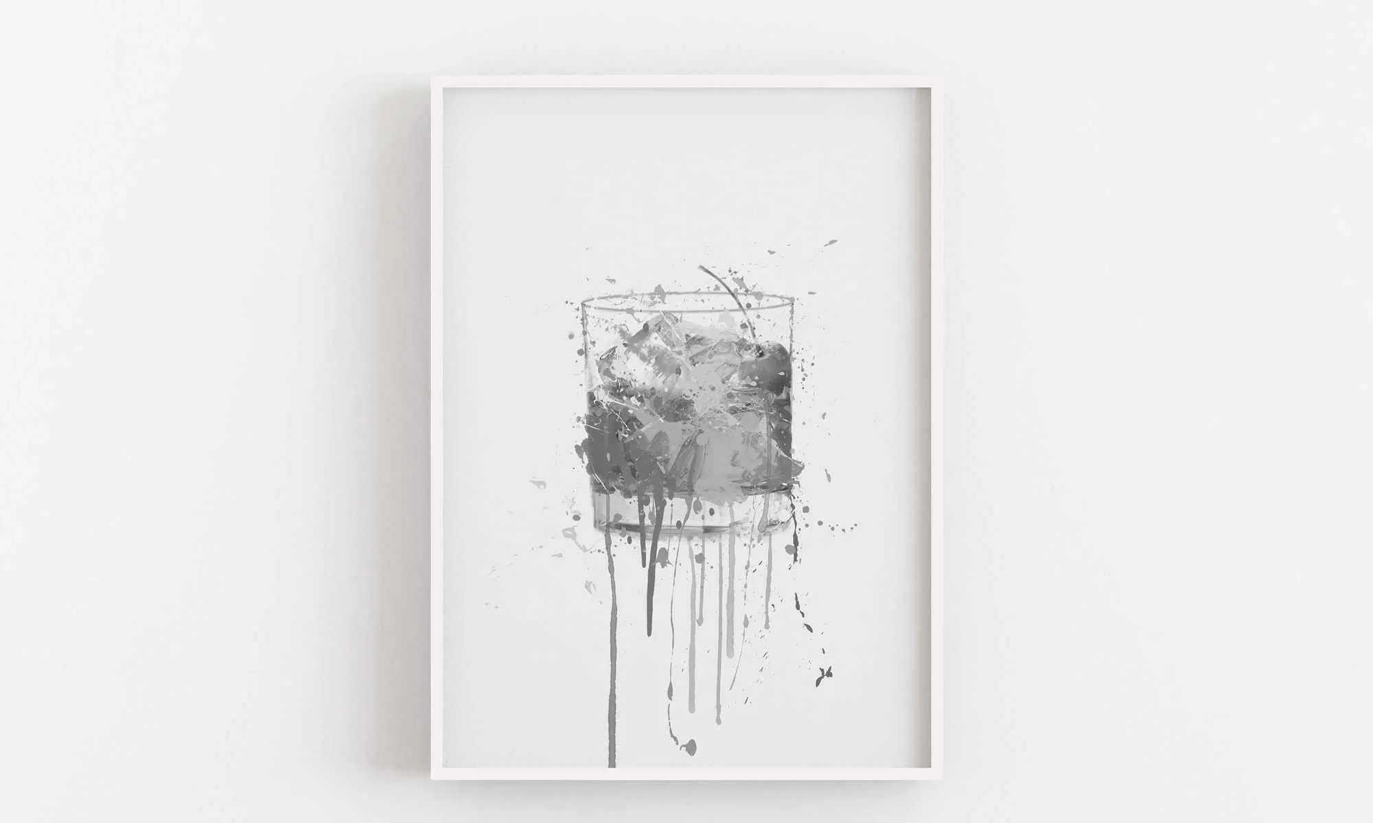 Old Fashioned Cocktail Wall Art Print (Grey Edition)