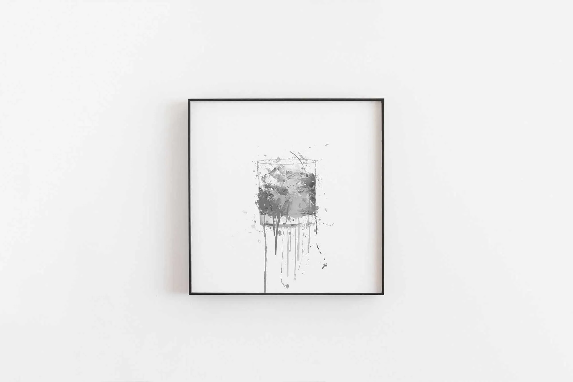 Old Fashioned Cocktail Wall Art Print (Grey Edition)