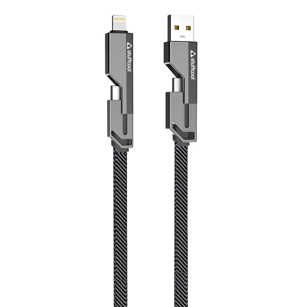 Quad Pro 4 in 1 Indestructible Cable with lightning to type C, type C to C, lightning to USB A