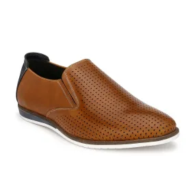 Tan Punched Slip-on Sneakers