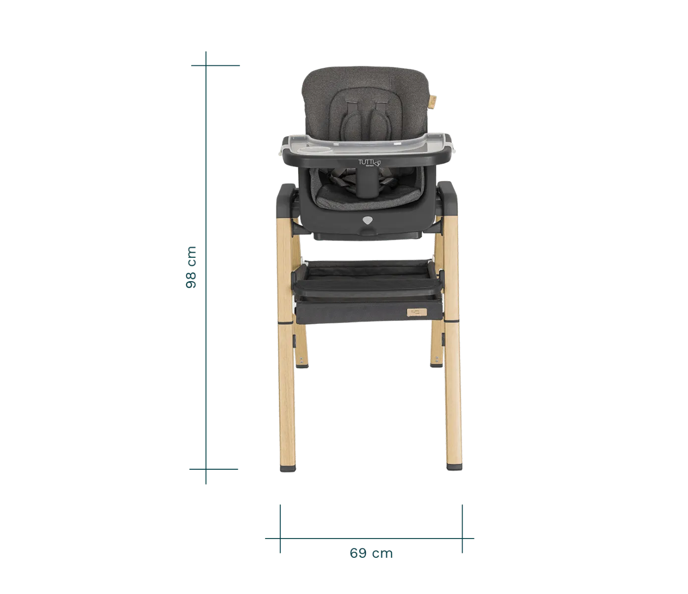 Tutti Bambini Nova Birth to 12 Years Highchair Package - Grey/Oak