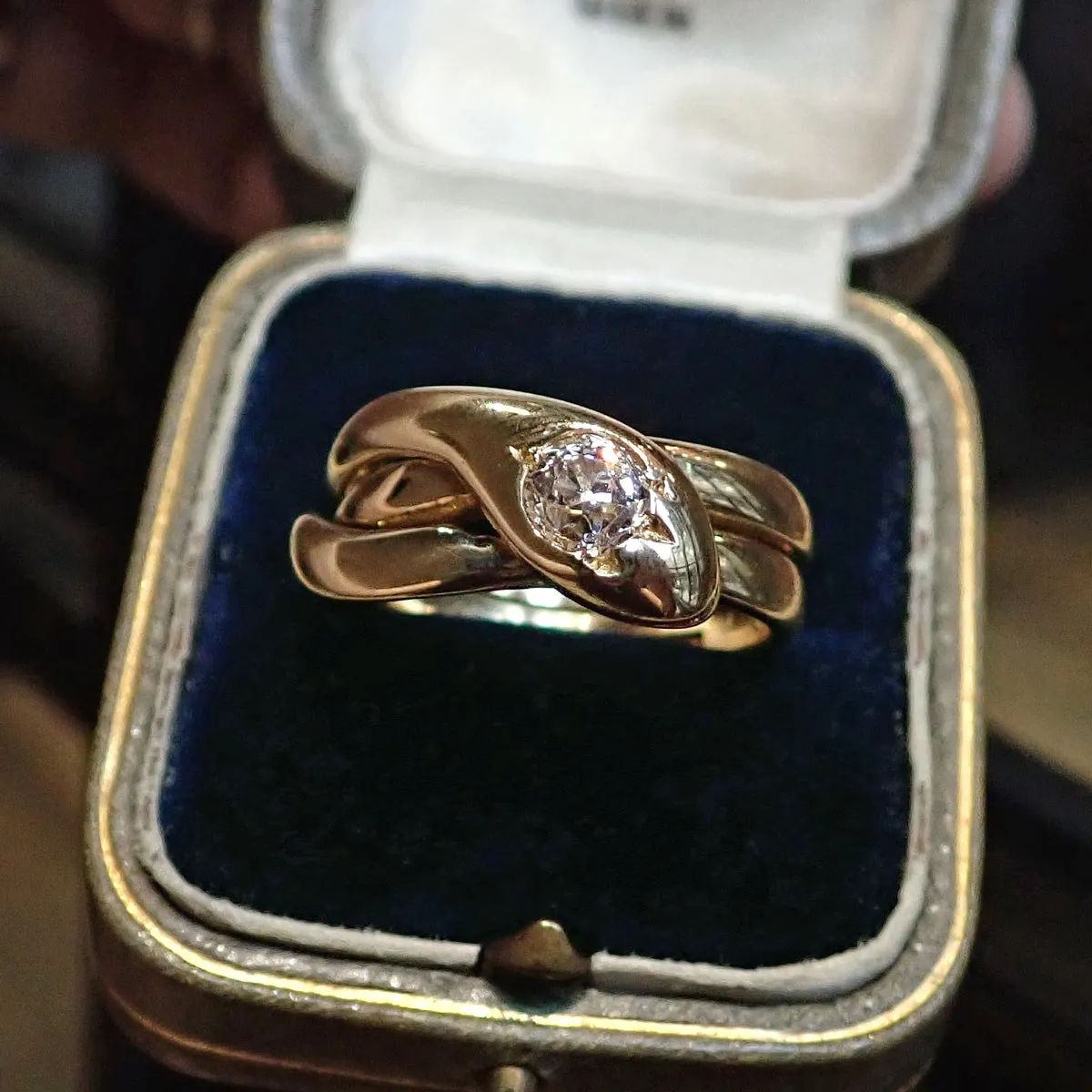 Victorian Snake Ring, Old European cut Diamond 0.31ct.