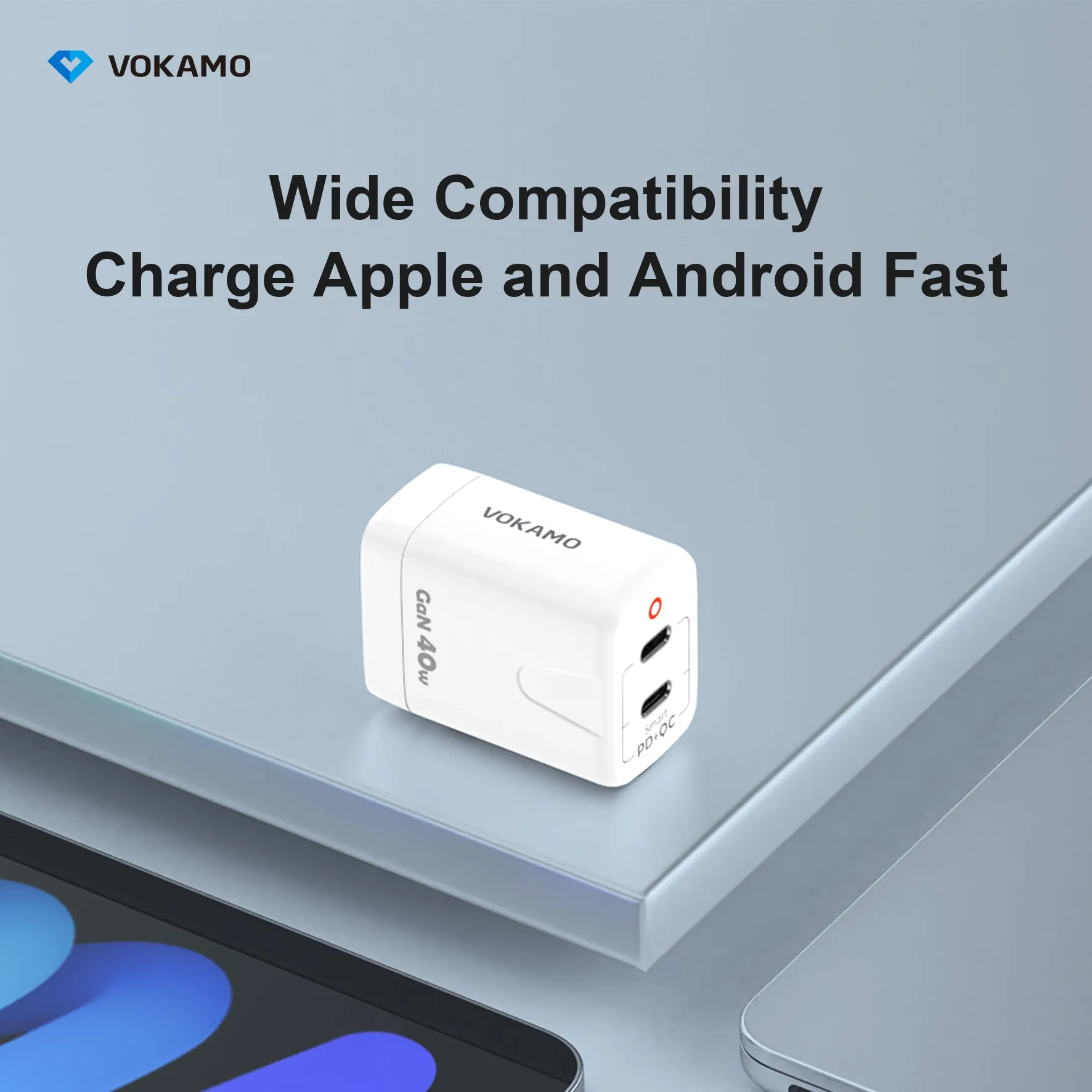 VOKAMO 40W Dual USB C Charger,Power Delivery Wall Charger (USB-C USB-C)