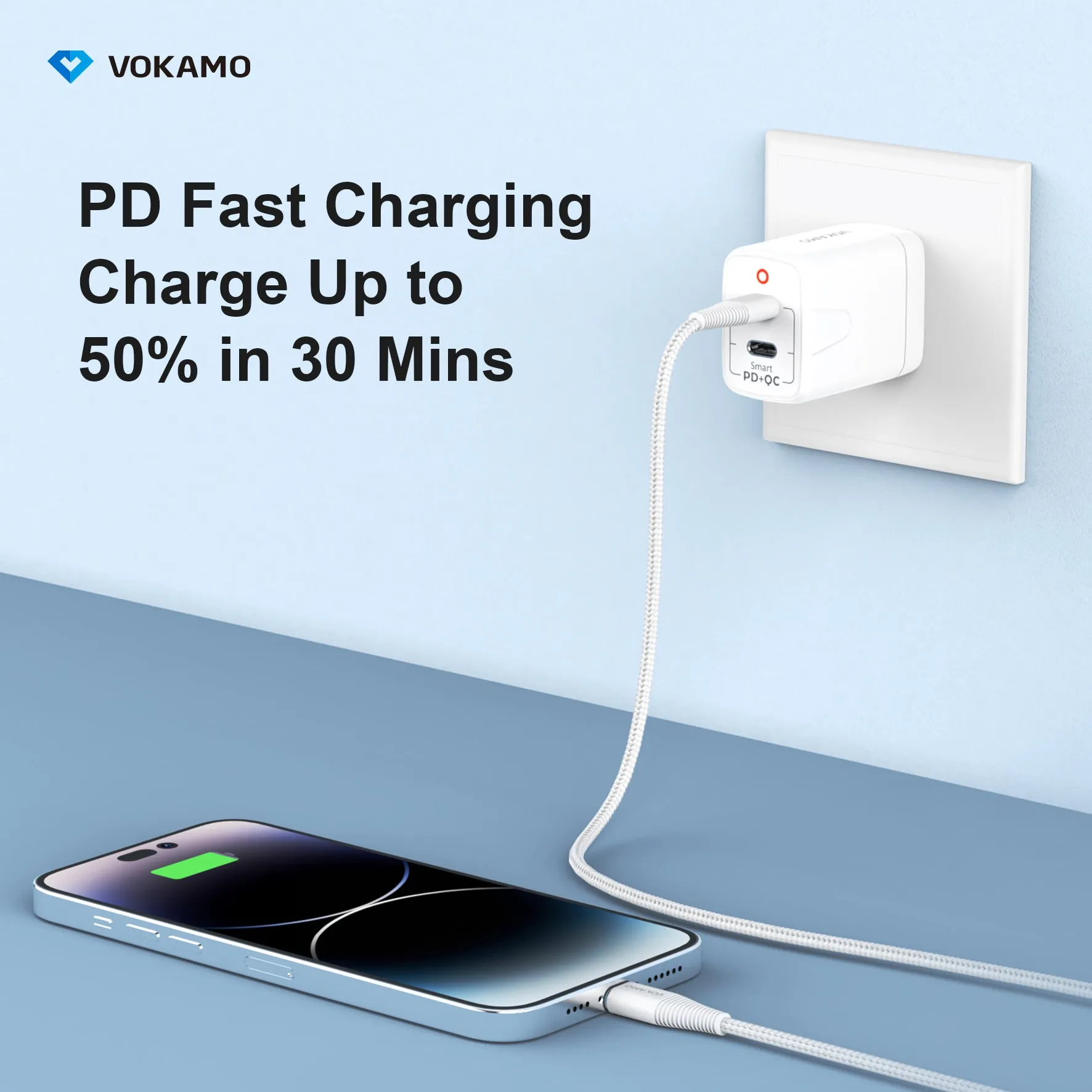 VOKAMO 40W Dual USB C Charger,Power Delivery Wall Charger (USB-C USB-C)