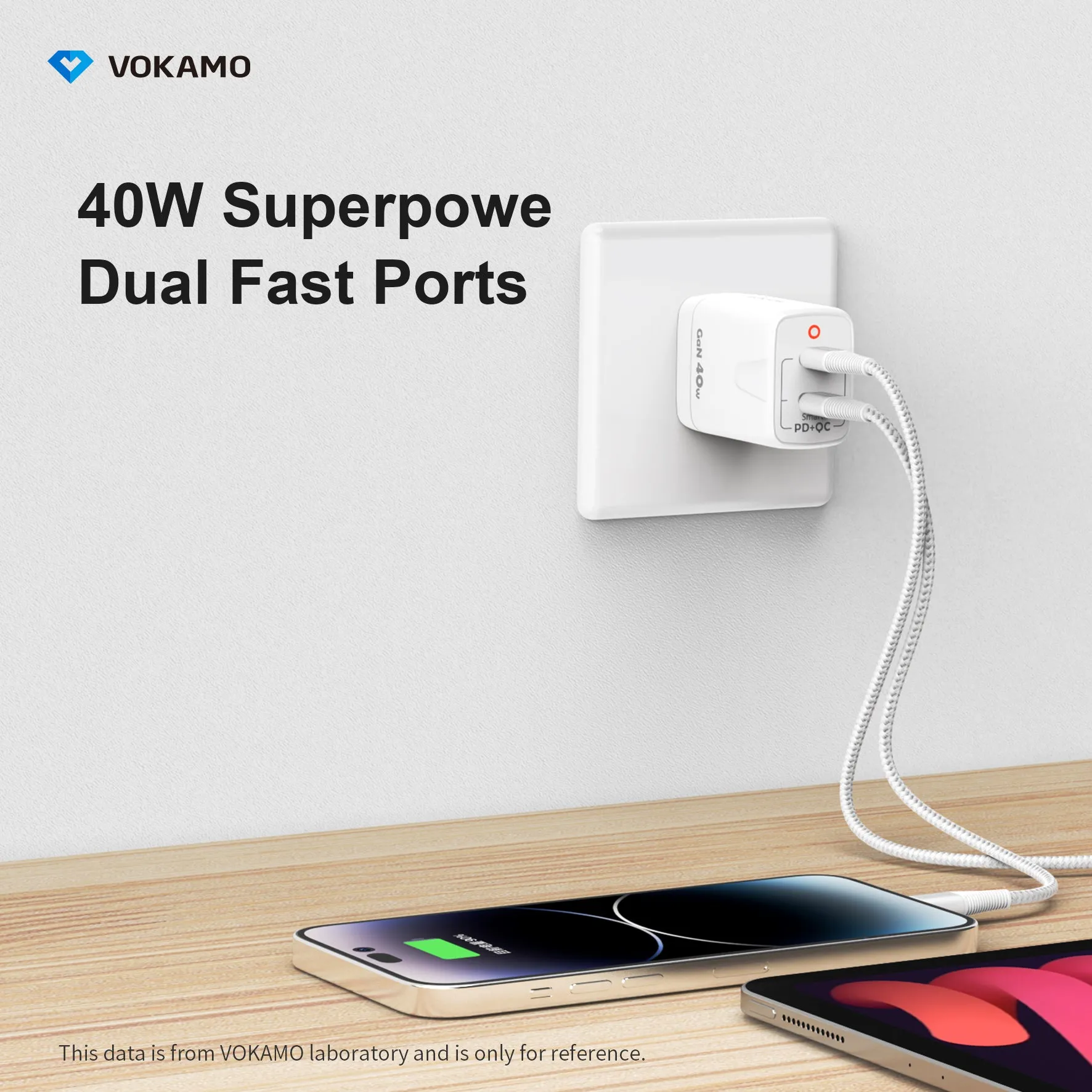 VOKAMO 40W Dual USB C Charger,Power Delivery Wall Charger (USB-C USB-C)