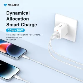 VOKAMO 40W Dual USB C Charger,Power Delivery Wall Charger (USB-C USB-C)