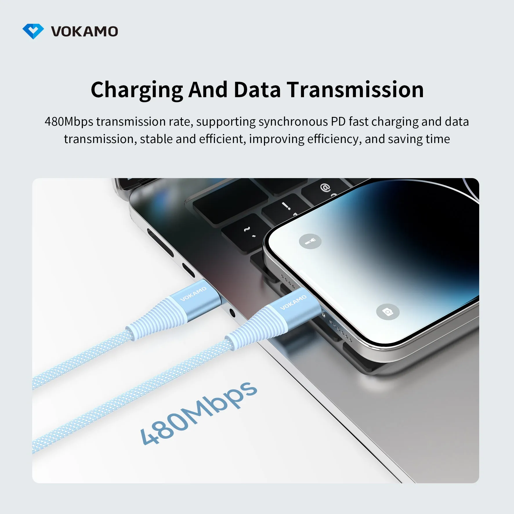 VOKAMO 60W Braided USB-C to USB-C Fast Charging Cable