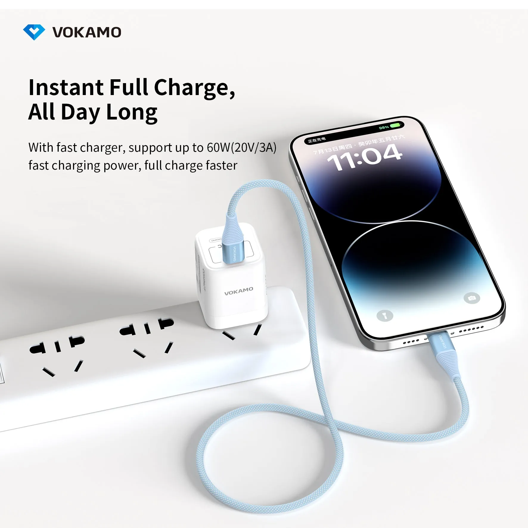 VOKAMO 60W Braided USB-C to USB-C Fast Charging Cable