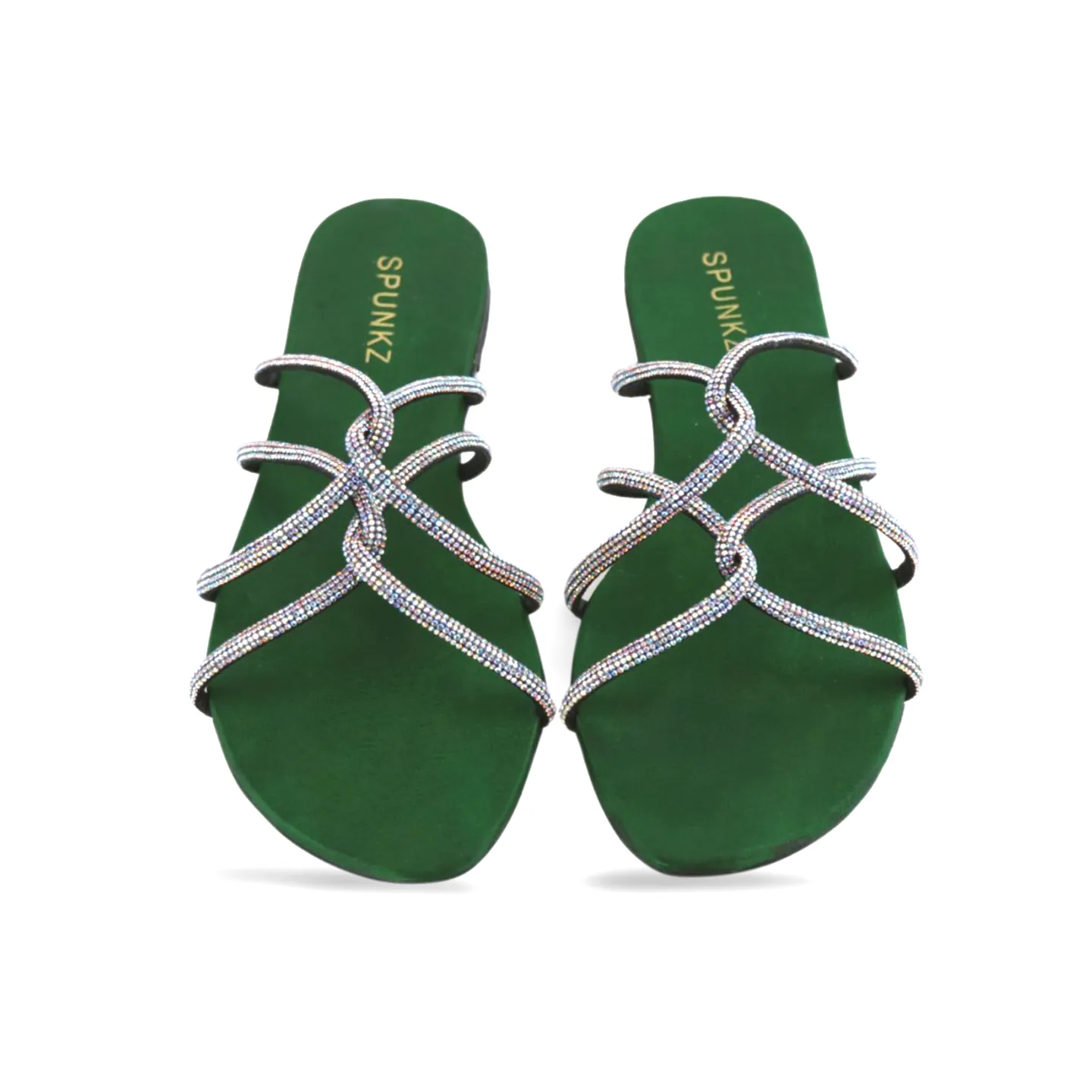 Women's Fashion Flat Sandals with Rhinestones Straps