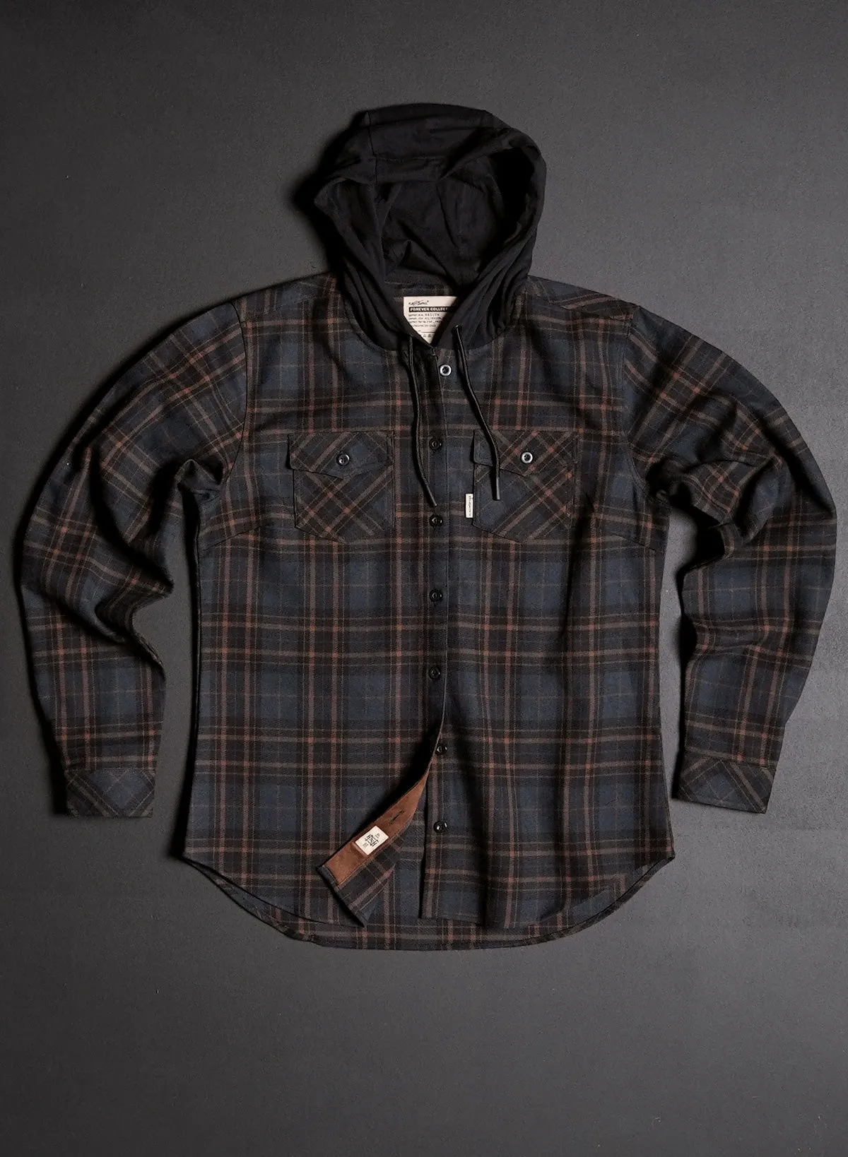 WOMEN'S HOODED FOREVER FLANNEL - NAVY