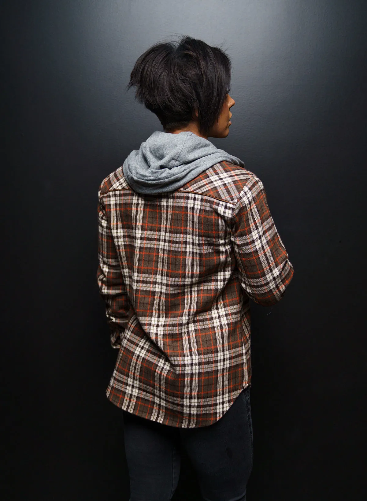 WOMEN'S HOODED FOREVER FLANNEL - ORANGE